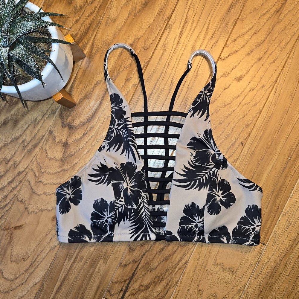 VS Ladder Front High Neck Swim Top in Lavender Rain Floral